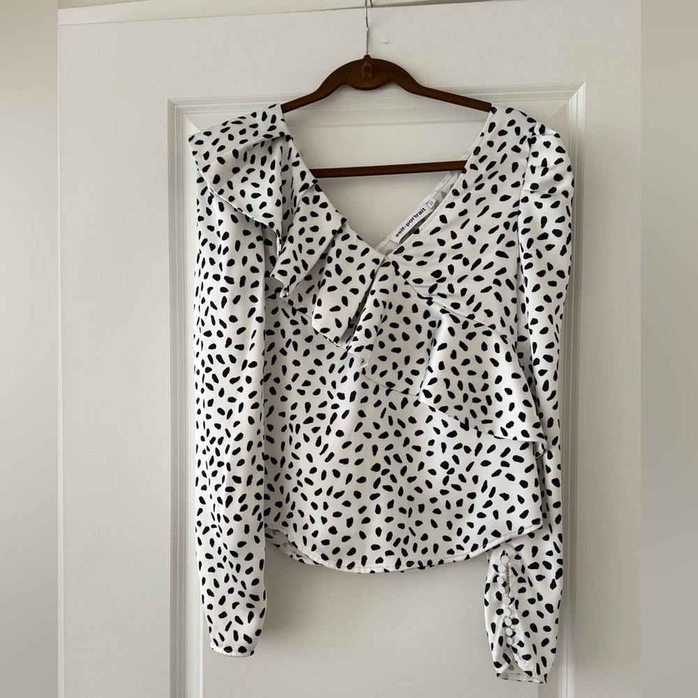 Self-Portrait Black and White Patterned Blouse